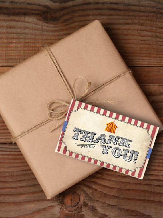 Vintage Circus Thank You Cards - INSTANT DOWNLOAD - Printable PDF Digital File by Sassaby Il_570xn