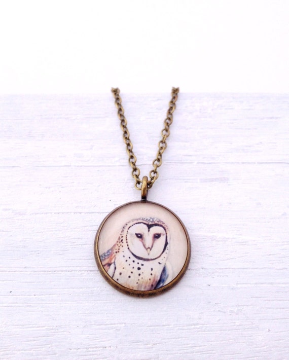 BARN OWL NECKLACE / Handmade Illustrated Owl Art by SeedandSky