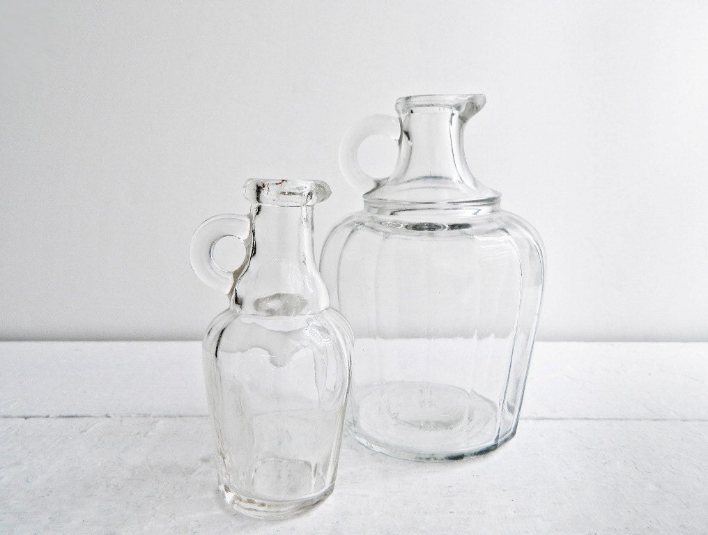Download Vintage Set of 2 Small Jugs Clear Glass Bottles Finger