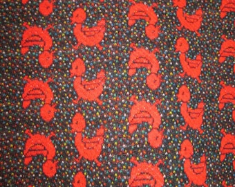 1970s vintage twee shirt jacket novelty red black rainbow confetti ducks size medium large