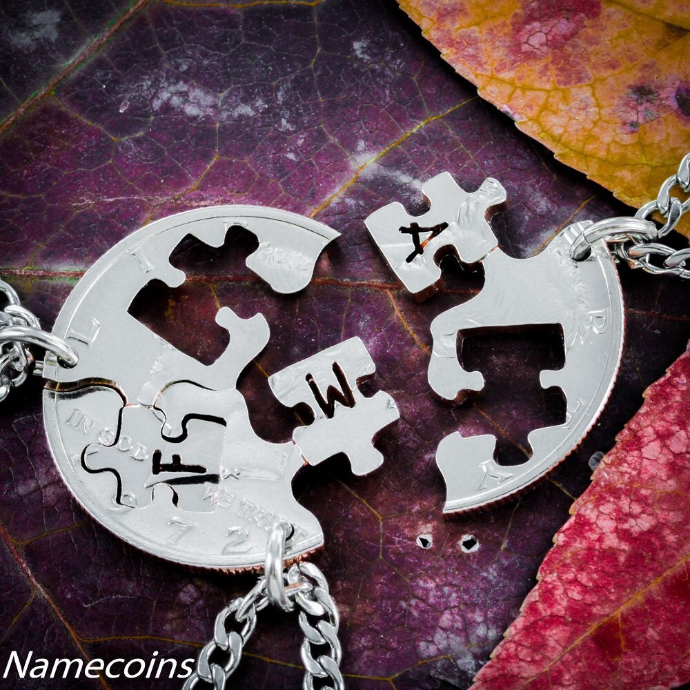 Personalized Puzzle Piece Necklace 3 Piece friendship