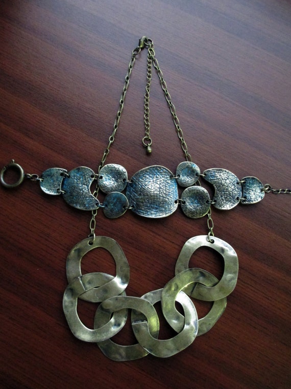 Items similar to Brass Metal Necklace & Bracelet Set on Etsy