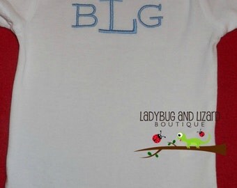 Boy's Monogrammed Long or Short Sleeve Bodysuit Size NB-18M