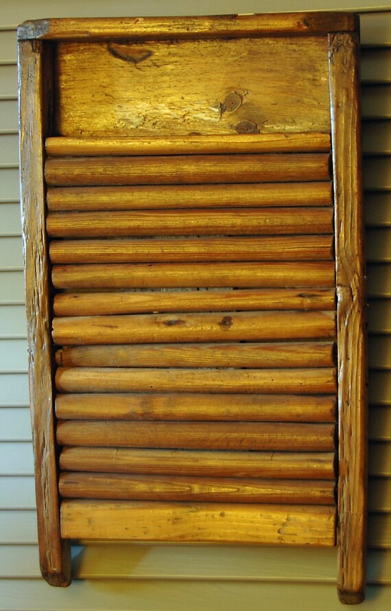 Antique HANDMADE All WOOD WASHBOARD Vintage n Rare Real