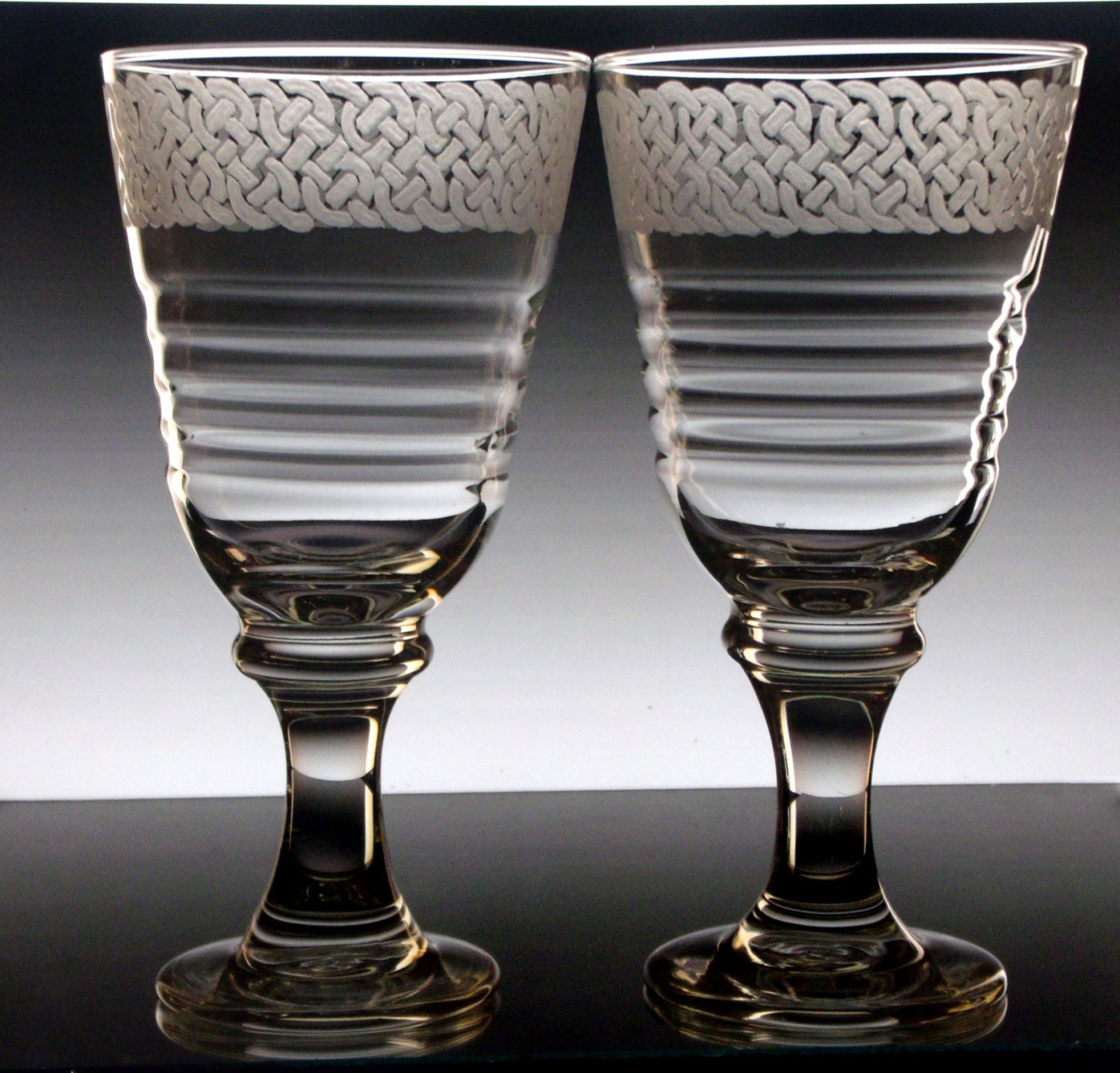 Celtic Knot Wine Glasses Set of Two large wine goblets