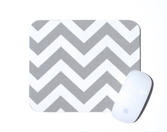 Chevron Mouse Pad / Gray and White / Home Office Decor / Zig Zag / Premier Prints / Slightly Smitten Kitten