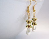Pearl Drop Earrings,Enamel And Pearl Earrings,Meenakari Earrings,Enamel Earrings,India Earrings