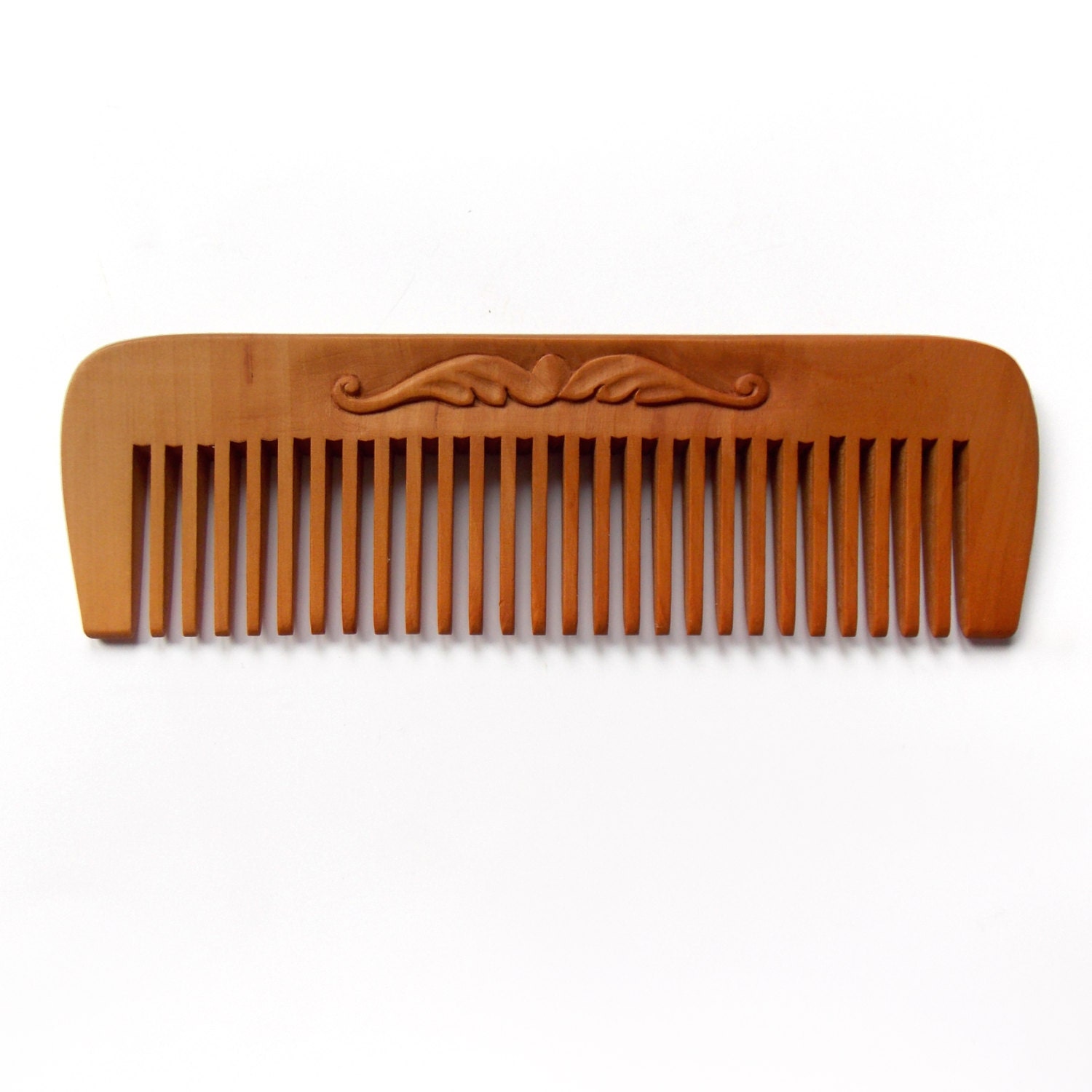 Wide teeth wooden hair comb wood carving head scalp massage