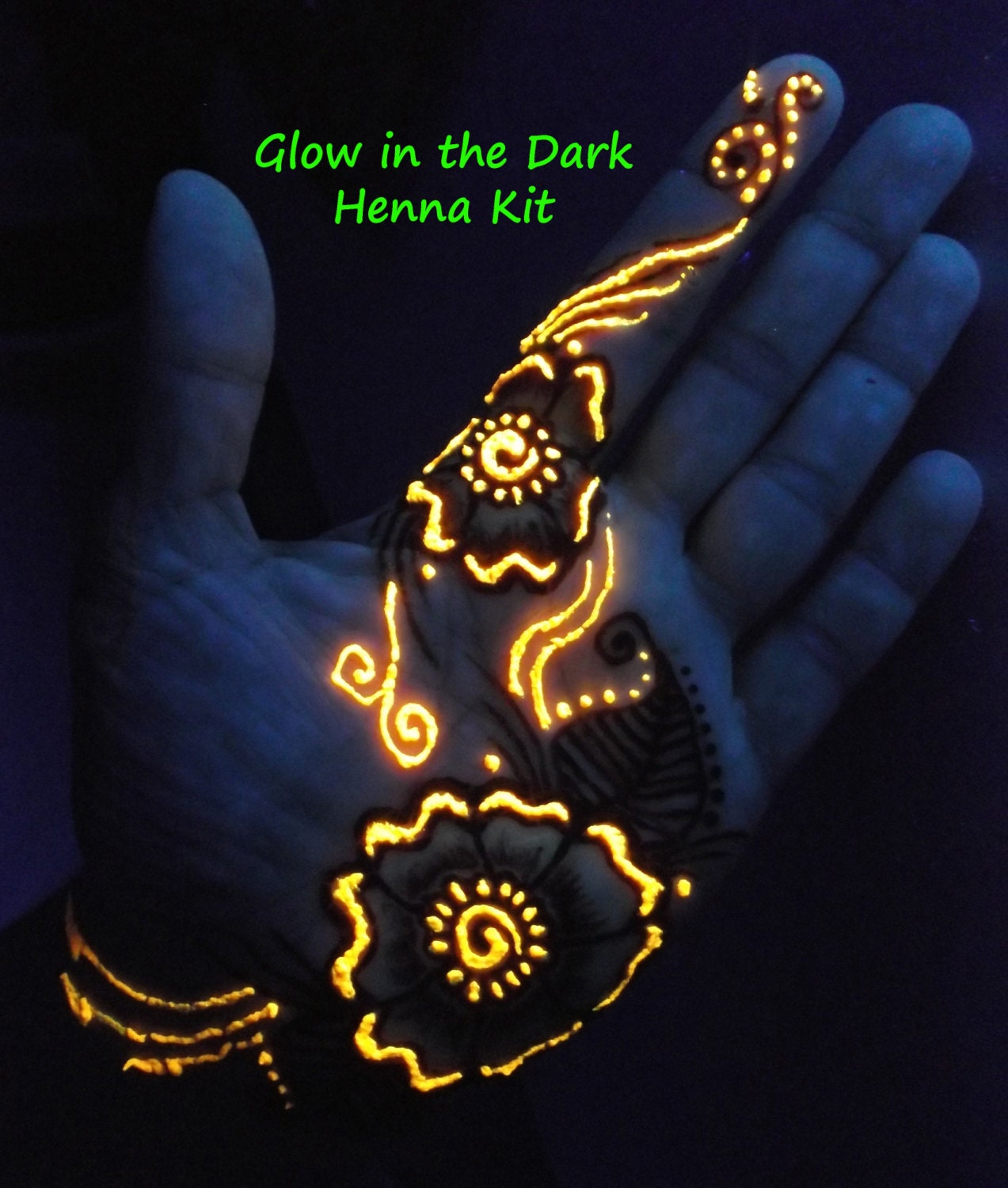 Glow In The Dark Henna Tattoo | glow in the dark henna kit mehndi bridal gift for her Glow In The Dark Henna Tattoo | glow in the dark henna kit mehndi bridal gift for her