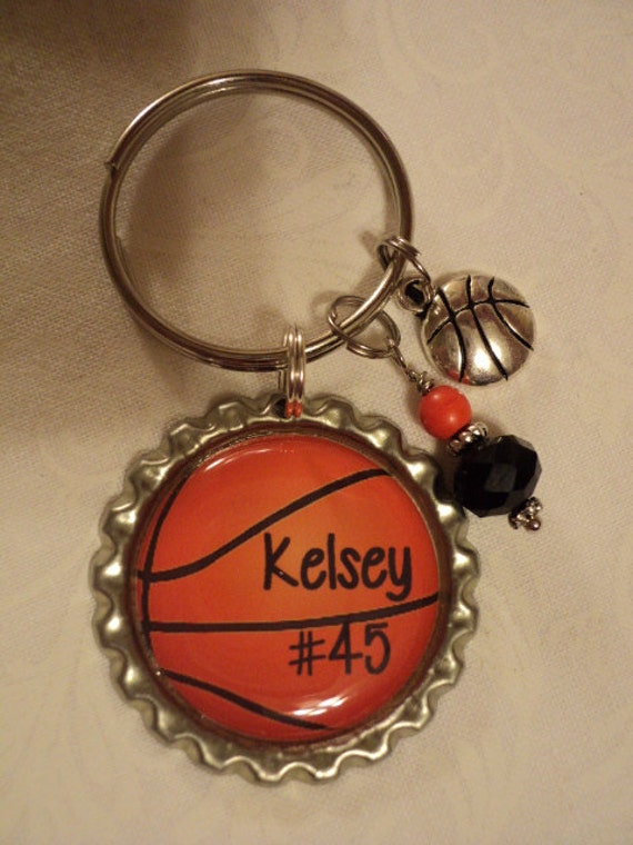 Personalized basketball key chain with charms by chaleybrooke