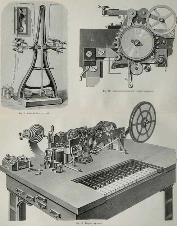 Items similar to 1897 Antique print of ELECTRIC TELEGRAPH. TELEGRAPHY ...