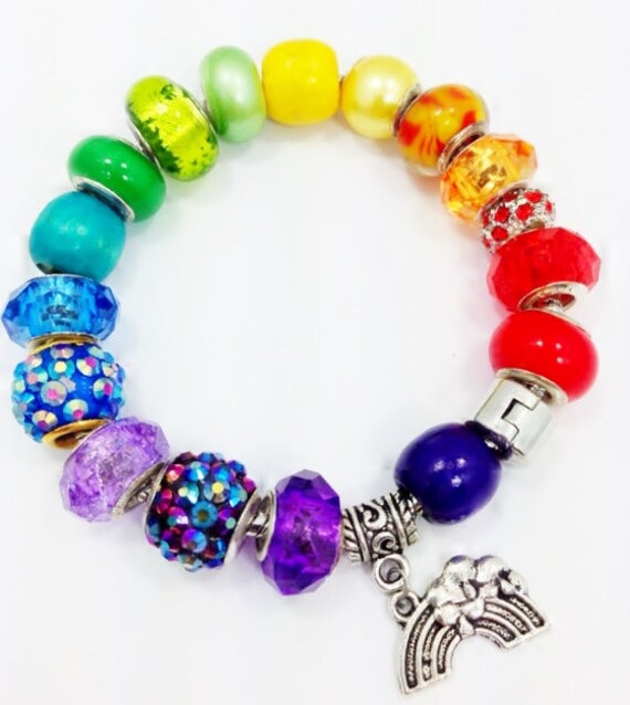 Rainbow European style bracelet by Graceandliz on Etsy