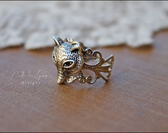 Fox Ring, Fox Jewelry, Adjustable Ring, Vintage Inspired Ring, Silver Ring