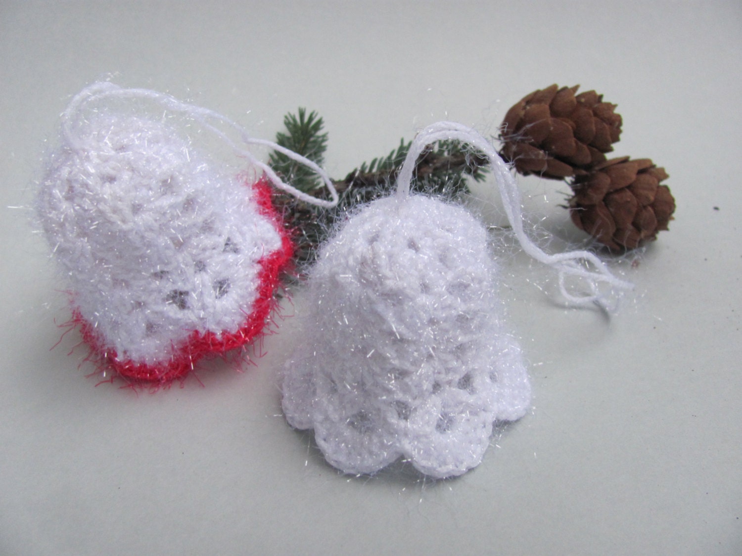 White Christmas crochet bell ornament Christmas tree decor