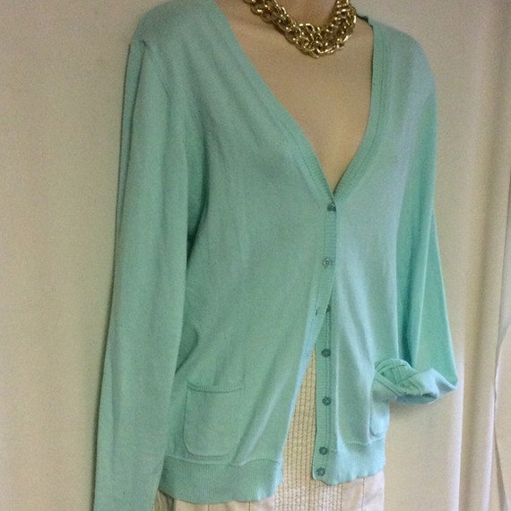 Cute mint Benetton classic cardigan aqua M/L by SunInPisces17