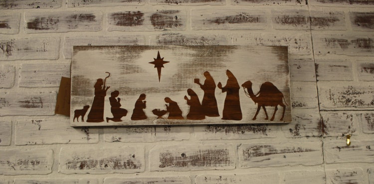 Christmas Nativity Scene Sign Christmas by TheGreenGiftCompany