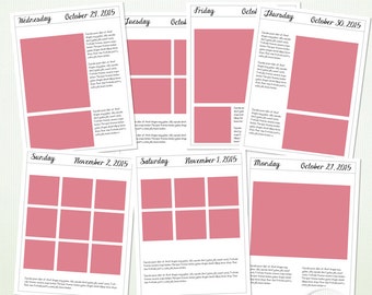 Photoshop - Elements Template - Days Of The Week - 8.5" x 11" Personal Commercial G9005