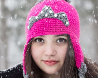 Crocheted Princess Tiara Hat/ Princess Hat/ girls winter hat Made to order in size infant to Adult