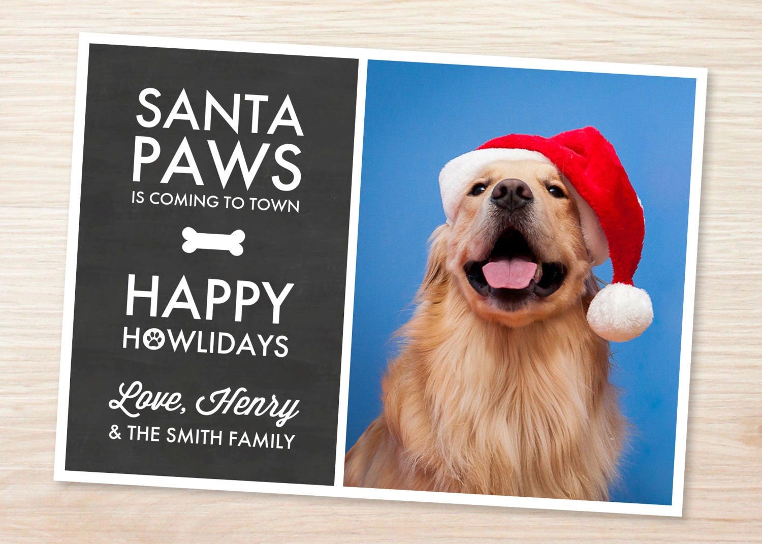 Christmas Photo Card Dog Theme Design Printable Christmas