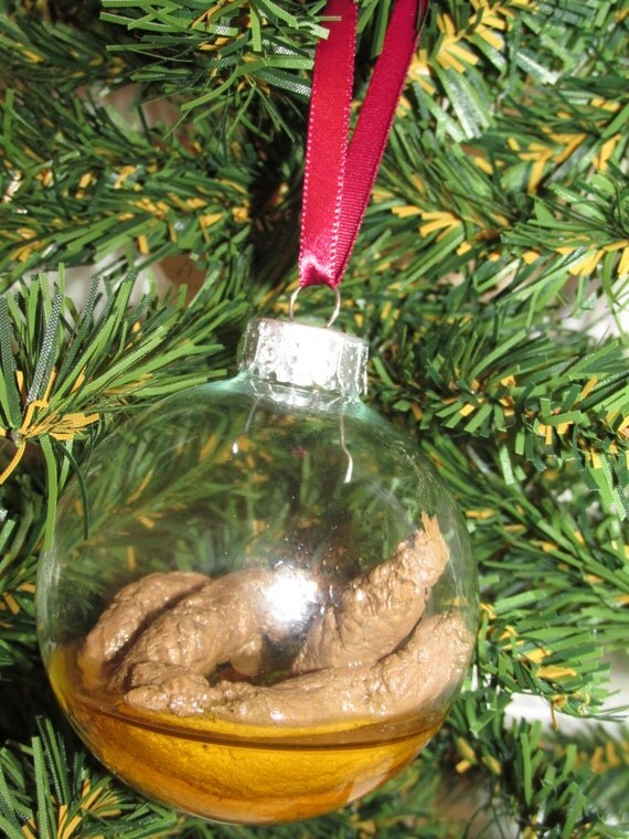 Poop and Pee in Glass Christmas Ornament Medium size