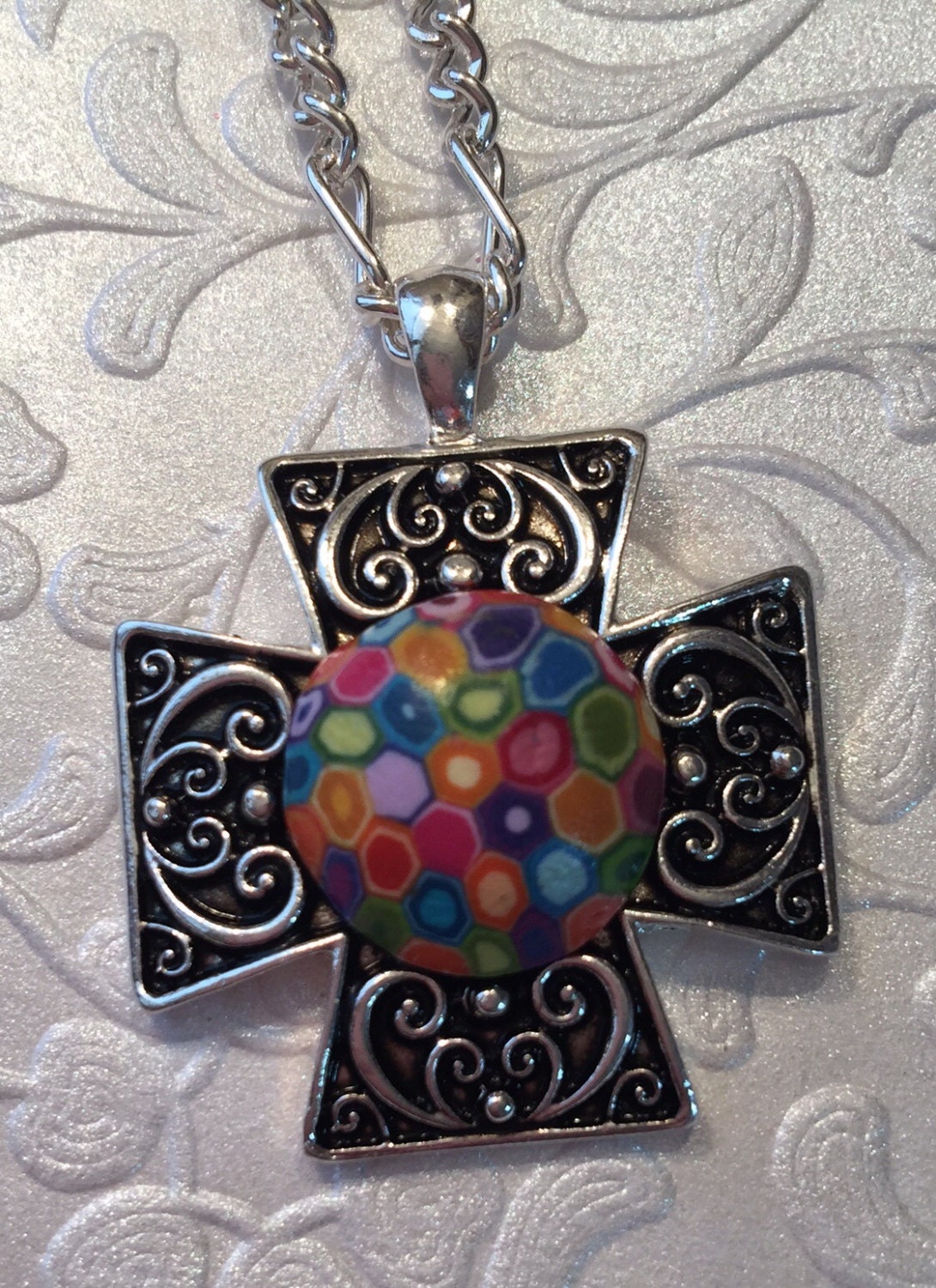 Polymer Clay Cross Pendant by BeClayzy on Etsy