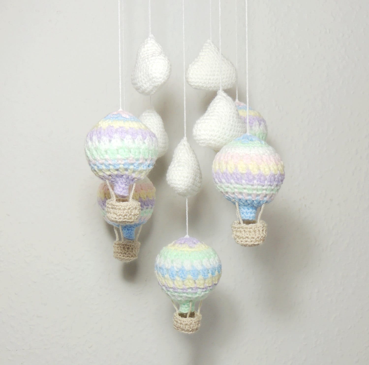 Hot Air Balloon Mobile Clouds Crochet Nursery Mobile