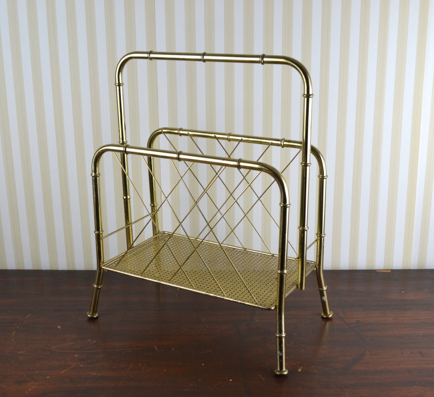 Vintage Brass Magazine Rack