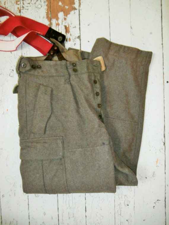 SALE Vintage German Military Cargo Wool Pants by K.