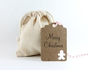 White and Red Christmas Gift Tags Set of 10 by ThePaperMedley