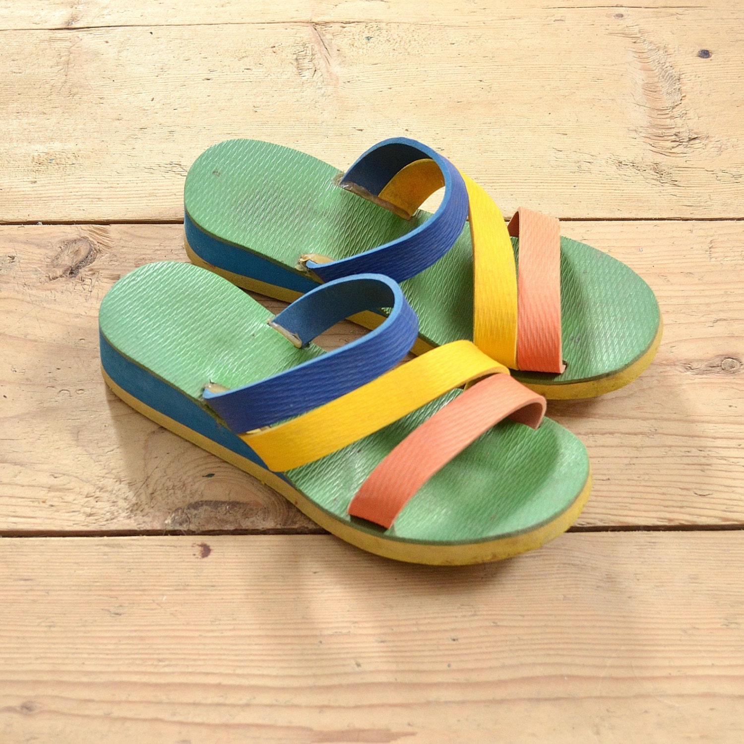 Boho Rainbow Sandals 70 s  Flip  Flop  Style Rainbow