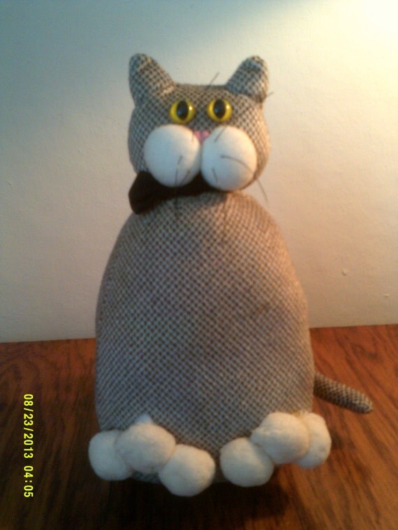 Vintage Hand Made Cat Door Stop Americana Door Stops Cat