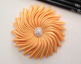 Orange Fascinator, Bridesmaid Hair Accessories, Wedding Hair Clip, Tangerine Hair Clip, Satin Flower Fascinator