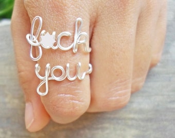 Dainty F*ck You rings / Mature ring / silver f word ring popular word ring / gold copper silver, 3-4 weeks (US) 3-6 weeks (Canada, France)