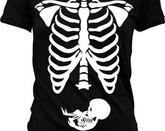 Pregnancy Baby Skeleton Rib Cage T-Shirt. Expecting Mother TShirt, Prego, Pregnant Tshirt, 1st time mom, Baby Bump, Baby in Womb - GH_02198
