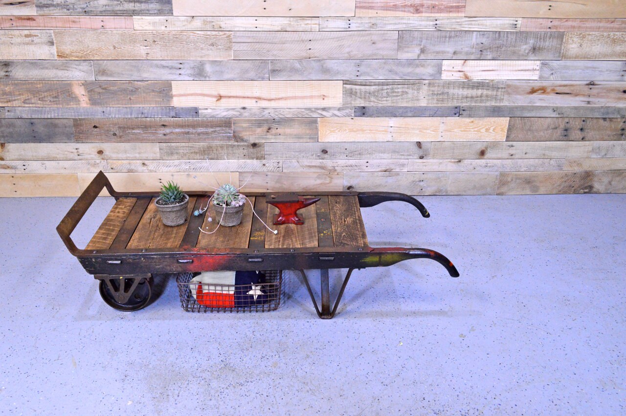 Reclaimed Wood Dolly Coffee Table Industrial by