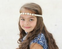Pearl Tie-Back Headband, Pearl and Rhinestone Connector, Flower Girl Headband, Homecoming - il_214x170.665674800_lrct