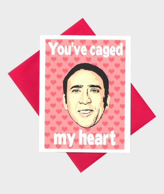 Funny Valentine's Day Card - Nicolas Cage Card - Funny Valentine - You've Caged My Heart - Valentine's Day Card - Nicolas Card - Nic Cage