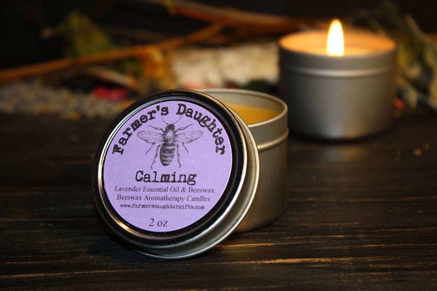 BEESWAX AROMATHERAPY Candle CALMING Lavender Beeswax Candle