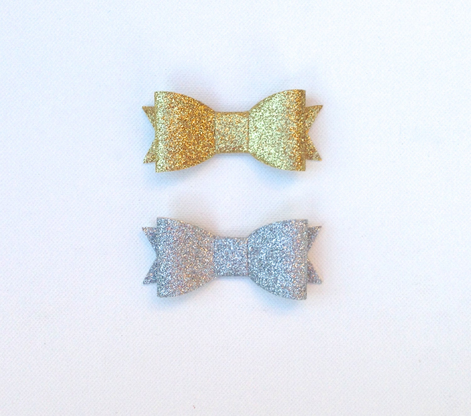 Gold Glitter Bow Clip Silver Glitter Bow Clip Gold Bow