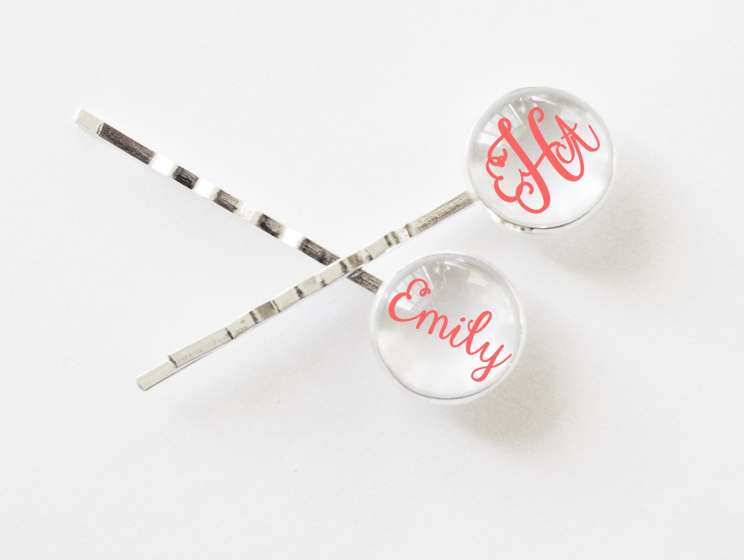 Custom monogrammed bobby pins hair clips for girls