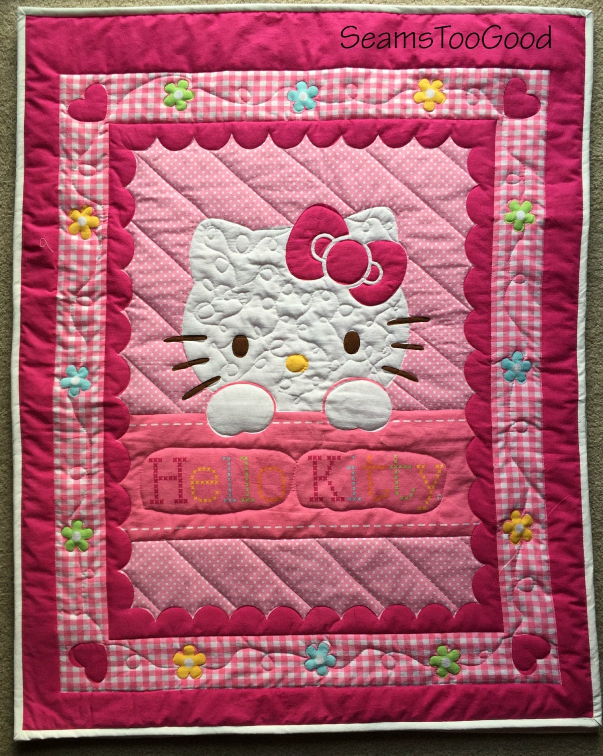 Baby Crib Size Quilt or Toddler Size Quilt. Hello Kitty Crib