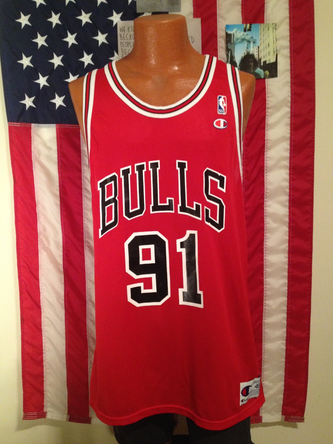 Vintage 90s Authentic Dennis Rodman #91 Chicago Bulls Champion Jersey