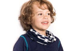 Toddler boy scarf. Navy blue. Gift idea. Infinity scarf look. 100% cotton. Baby, teen, adult. Marine blue. - il_214x170.661569136_rjii