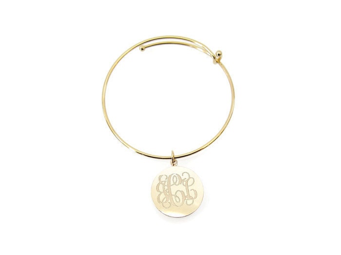 Gold Engraved Monogram Charm Bracelet, Wedding Jewelry, Monogrammed Gold Charm Bracelet, Customized Gold Wedding Jewelry, Gold Name Bracelet