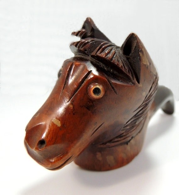 Briar HORSE Pipe Vintage Smoking PIPE c1960s Vintage