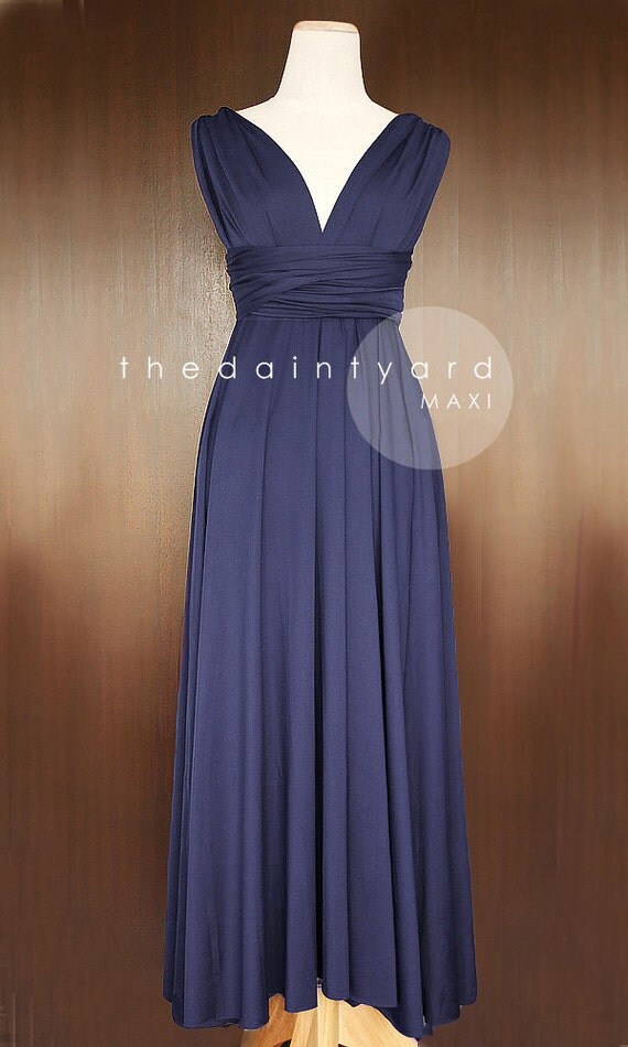 MAXI Midnight Blue Bridesmaid Dress Convertible by thedaintyard