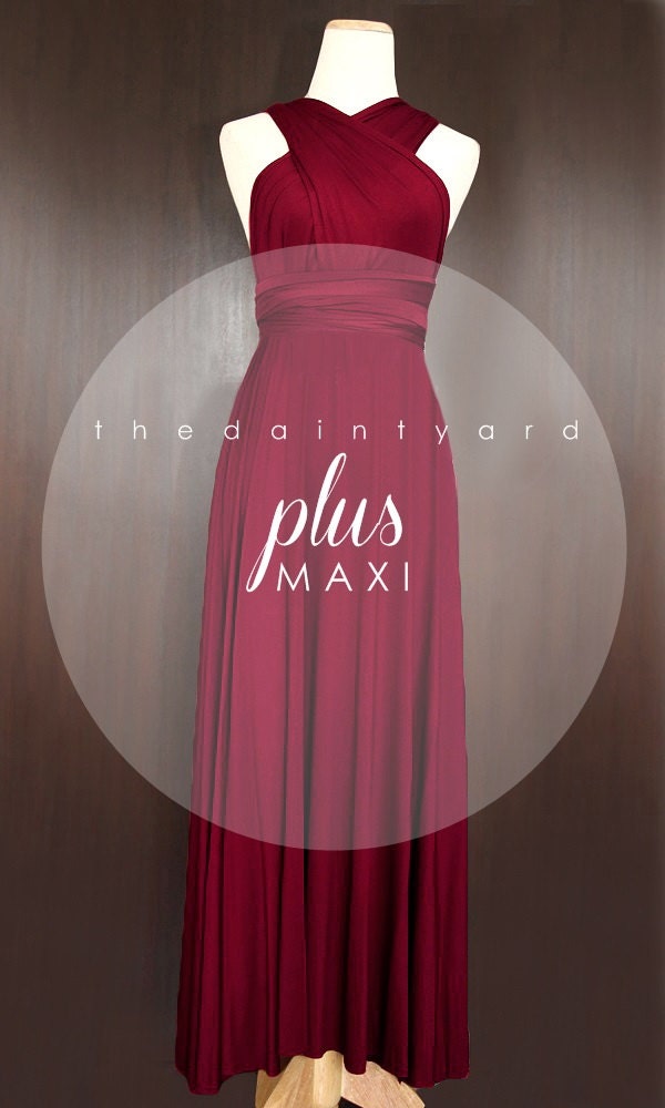 MAXI Plus  Size  Wine  red Bridesmaid  Dress  Convertible Dress 