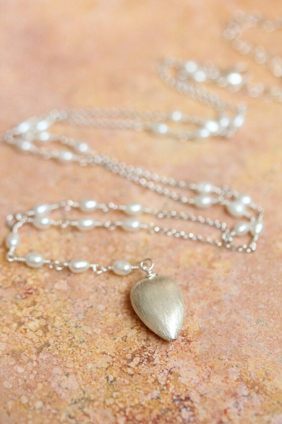 Items similar to Long Y Necklace, Silver Y Necklace, Long Silver Y