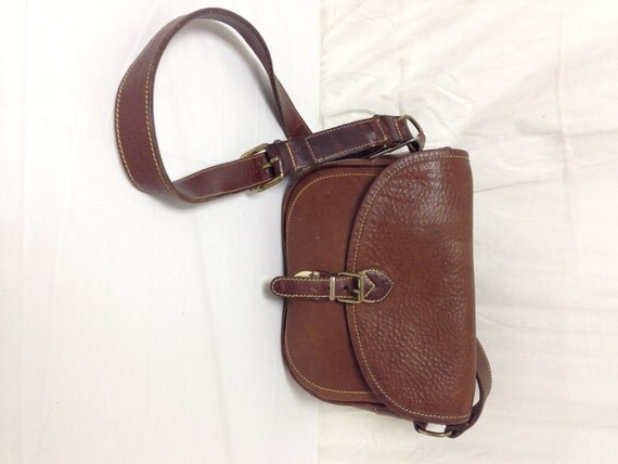 Free Ship Roots Canada Shoulder Bag Brown Leather Purse