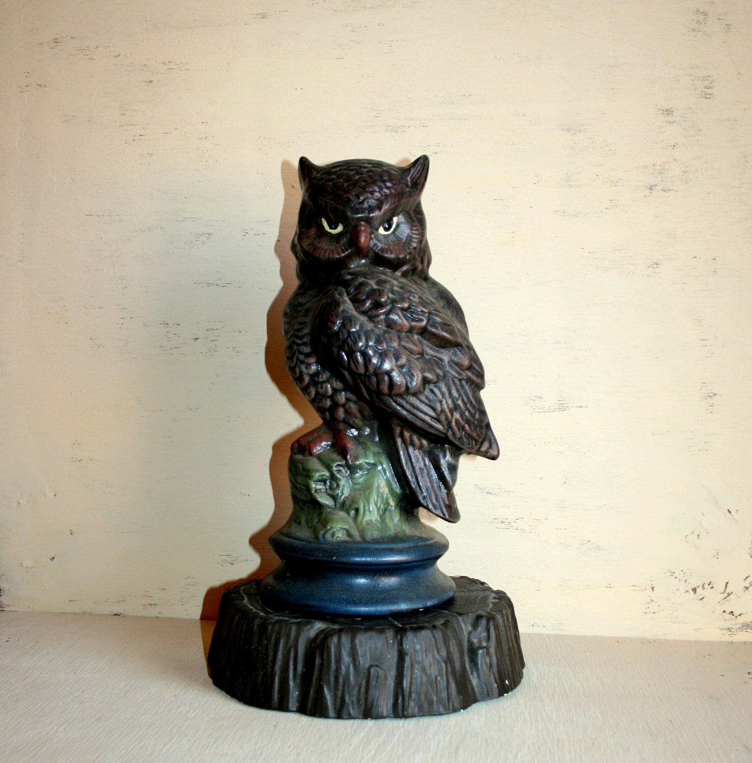 Ceramic Owl Figurine Large Owl Statue Rustic by MagpieandOtis